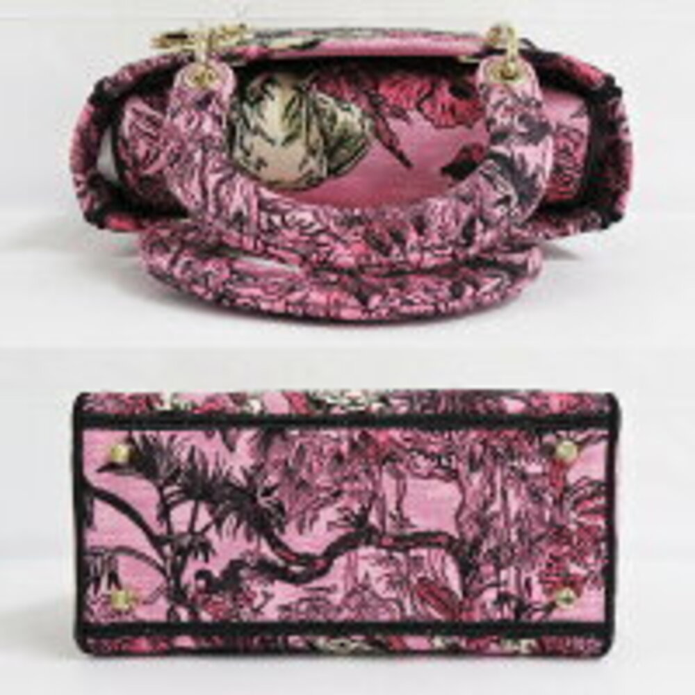 Dior Lady Lite Toile de Jouy Voyage Pink Vivid Animal Handbag - Picture 3 of 6